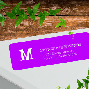 Neon Purple Personalized Monogram Letter Name Label