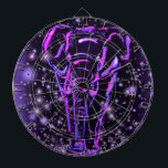 Neon Purple Pink Elephant Walking At Starry Night  Dart Board<br><div class="desc">Neon Purple Pink Elephant Walking At Starry Night Magic Animal Drawing - Choose / Add Your Unique Text / Color - Make Your Special Gift - Resize and move or remove and add elements / image with customization tool ! - Drawing and Design by MIGNED. You can also transfer my...</div>