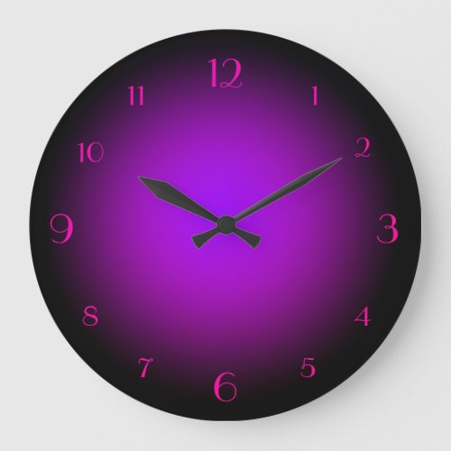 Neon Purple  Pink Glow Black Large Clock