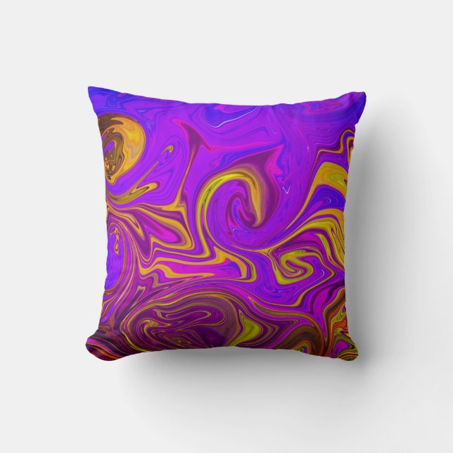Neon Purple Pink Yellow Abstract Design Throw Pillow (Front)