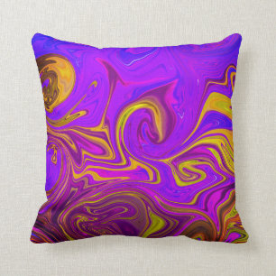 Neon Purple Pink Yellow Abstract Design Throw Pillow