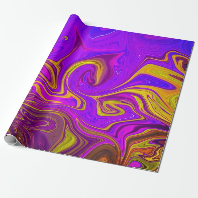 Neon Purple Pink Yellow Abstract Design  Wrapping Paper (Unrolled)
