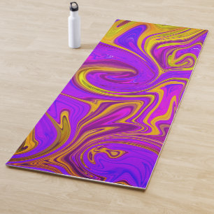 Neon Purple Pink Yellow Abstract Design Yoga Mat