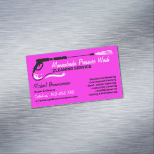 Neon Purple Pressure Washing Power Masculine Business Card Magnet