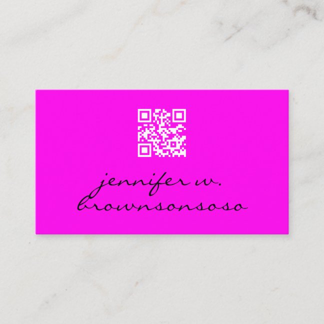 Neon purple simple qr code business card