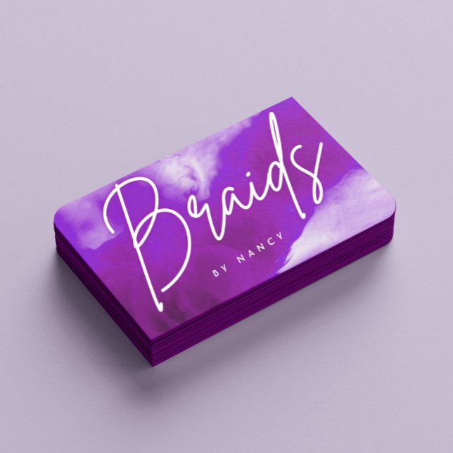 Neon & Purple Smoke Braids  Business Card (Creator Uploaded)