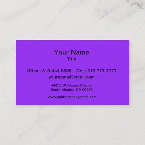 Neon Purple Solid Color Customize It Business Card