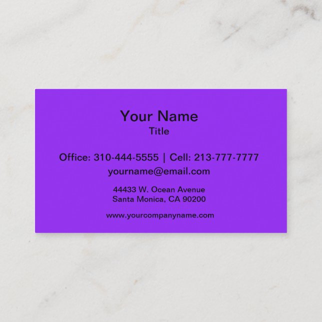 Neon Purple Solid Color Customize It Business Card (Back)
