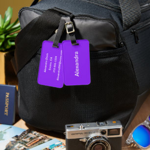 Neon Purple Solid Color Customize It Luggage Tag