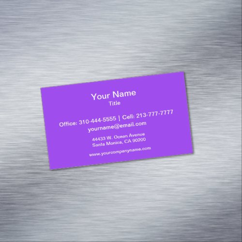 Neon Purple Solid Color Customize It Magnetic Business Card