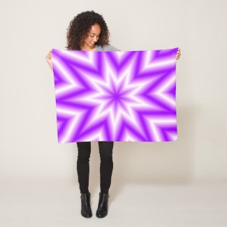 Neon purple star pattern, white and violet, pink fleece blanket