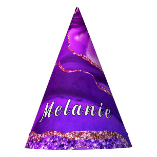 Neon Purple Violet Gold Glitter Party Hat