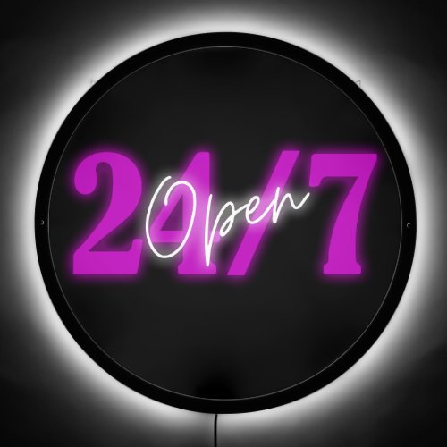 Neon Purple White _ Open 247  LED Sign