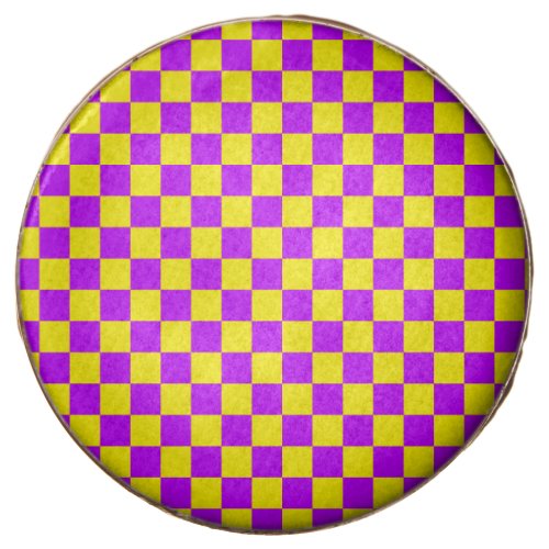 Neon Purple Yellow Checkered Checkerboard Vintage Chocolate Covered Oreo