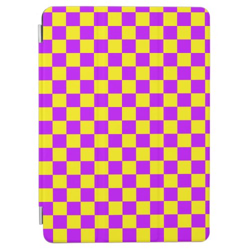 Neon Purple Yellow Checkered Checkerboard Vintage iPad Air Cover