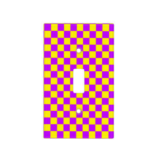 Neon Purple Yellow Checkered Checkerboard Vintage Light Switch Cover