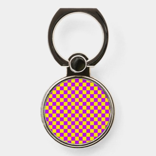 Neon Purple Yellow Checkered Checkerboard Vintage Phone Ring Stand