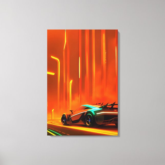 Neon Race Night 3000 - Ken Gage Art Canvas Print (Front)
