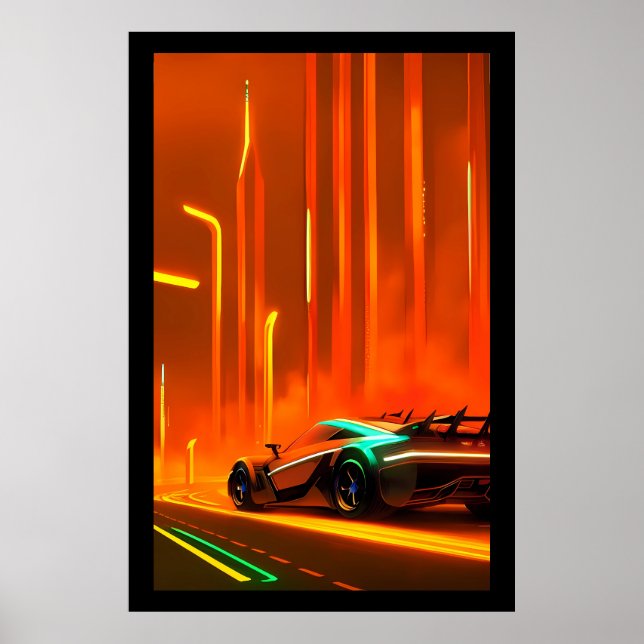 Neon Race Night 3000 - Ken Gage Art Poster (Front)