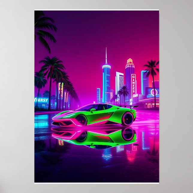 Neon Racer – 80s Retro-Futuristic Sports Holder (Front)