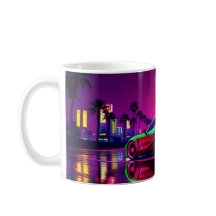 Neon Racer Mug – 80s Retro-Futuristic Sports Car