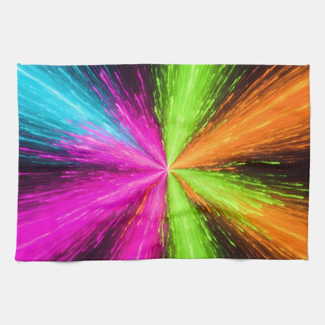 Neon Radial Burst Explosion Kitchen Towel (Horizontal)
