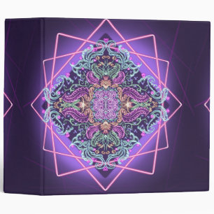 Neon Radiance Mandala 3 Ring Binder