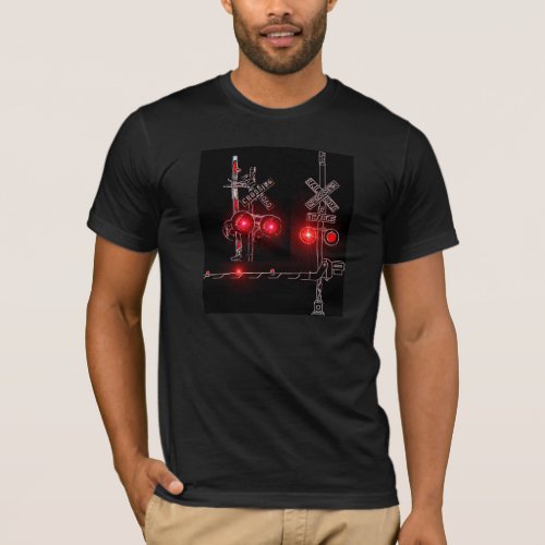 Neon Railroad Crossing Signals T_Shirt