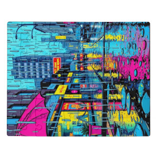 Neon Rain City Puzzle