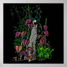 Neon Rain Forest Impressionist Color Art Print
