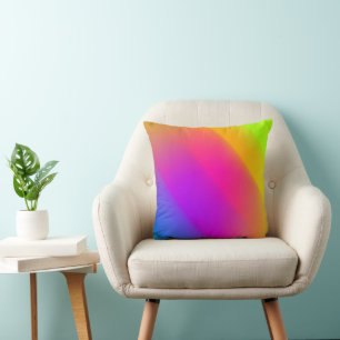 Neon Rainbow 16x16 Throw Pillow