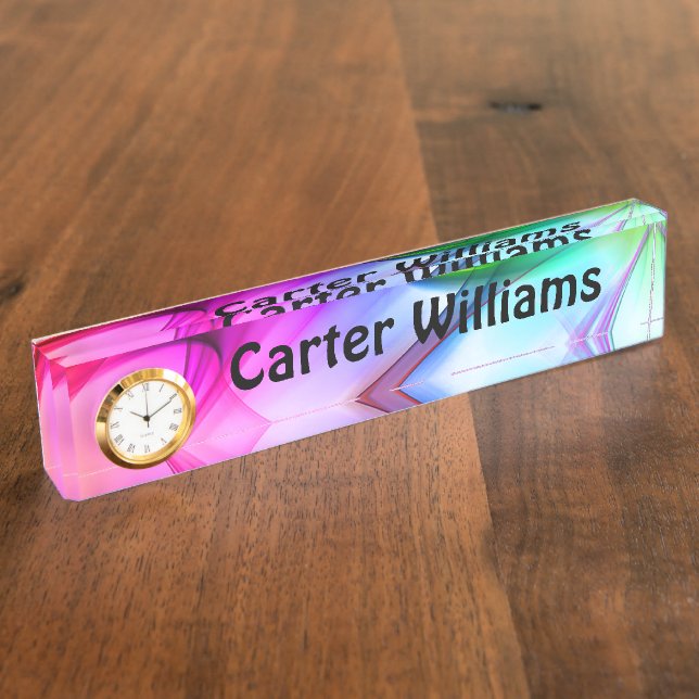 Neon Rainbow Abstract  Desk Name Plate (Side)