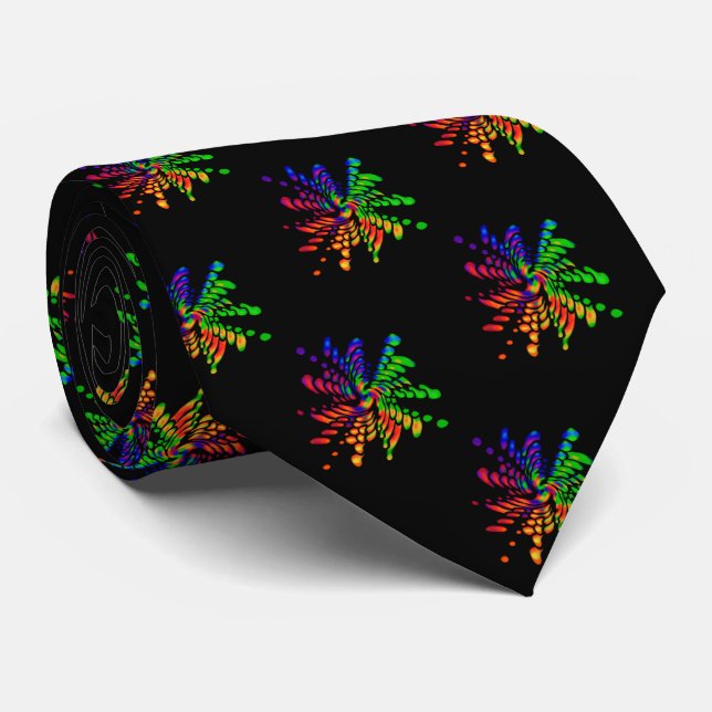 Neon Rainbow Art Neck Tie (Rolled)