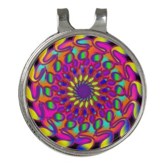 Neon Rainbow Black Mandala Golf Hat Clip