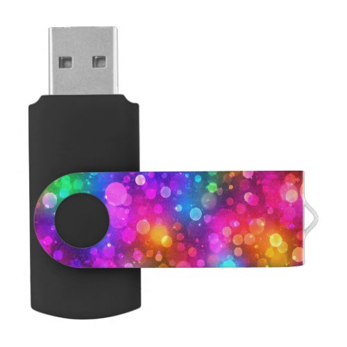 Neon Rainbow Bokeh Lights Abstract Flash Drive