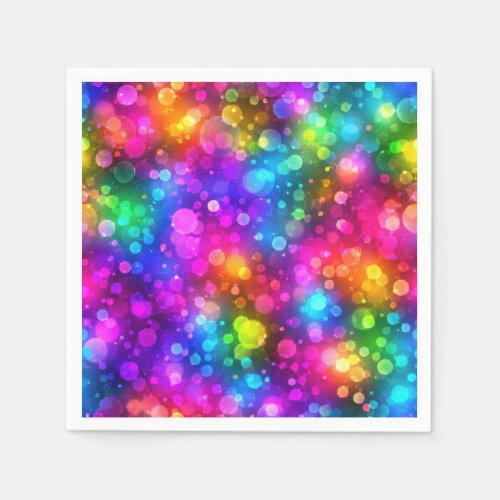 Neon Rainbow Bokeh Lights Abstract Napkins