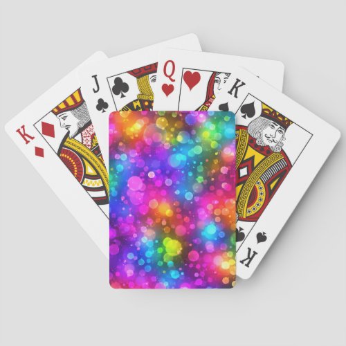 Neon Rainbow Bokeh Lights Abstract Poker Cards