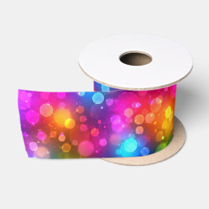 Neon Rainbow Bokeh Lights Abstract Satin Ribbon