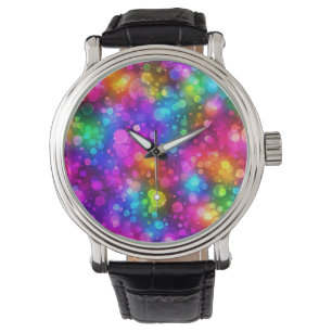 Neon Rainbow Bokeh Lights Abstract Watch