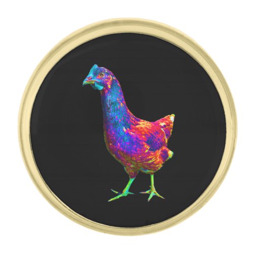 Neon Rainbow Chicken with Green Feet Lapel Pin