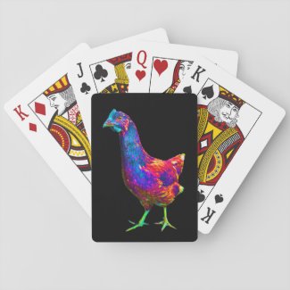 Neon Rainbow Chicken with Green Feet Playing Cards