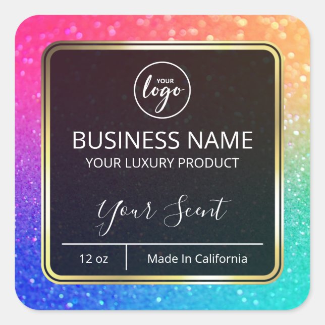 Neon Rainbow Colored Candle Labels (Front)