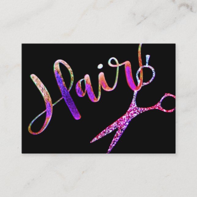 Neon Rainbow Glam Hairstylist Appointment Card (Front)