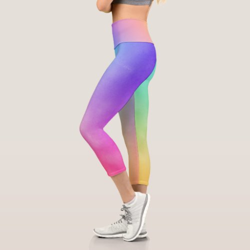 Neon Rainbow Gradient Abstract  Capri Leggings