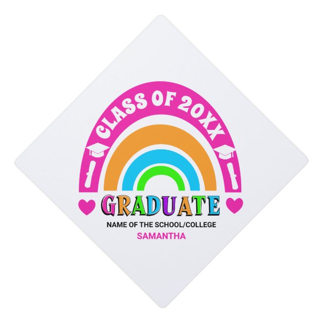 Neon Rainbow Graduation Cap Topper (Front)