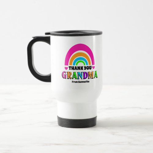 Neon Rainbow Grandma thank you Mothers Day gift Travel Mug