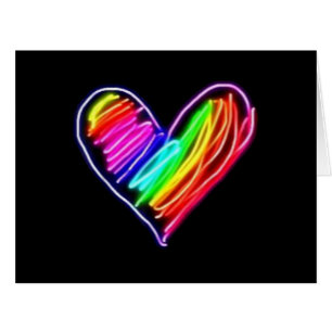 Neon Rainbow Heart T-Shirt Love Pride LGBQT Rally Cards
