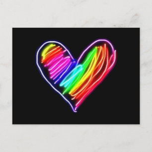 Neon Rainbow Heart T-Shirt Love Pride LGBQT Rally Holiday Postcard