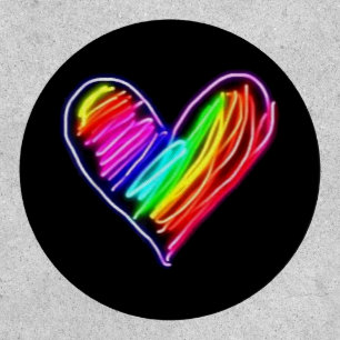 Neon Rainbow Heart T-Shirt  Love Pride LGBQT Rally Patch