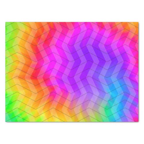 Neon Rainbow Herringbone Gift Bag Tissue Paper